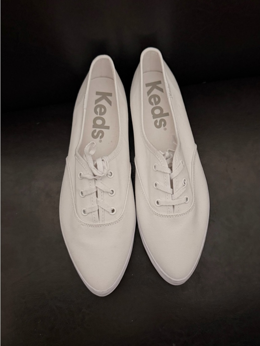 Ladies Keds White pointed toe Canvas Lace-Up Sneakers